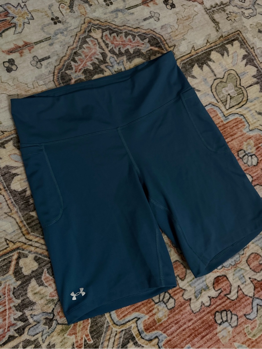 Under Armour Women's Deep Teal Bike Shorts with Pockets